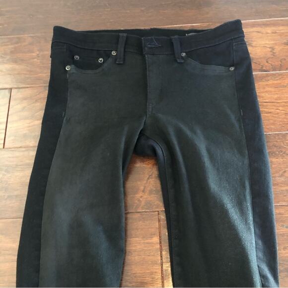 RAG & BONE Lamb Leather Hyde Front Skinny Black Jeans W1620K5 Denim COAL 29 - Picture 15 of 15